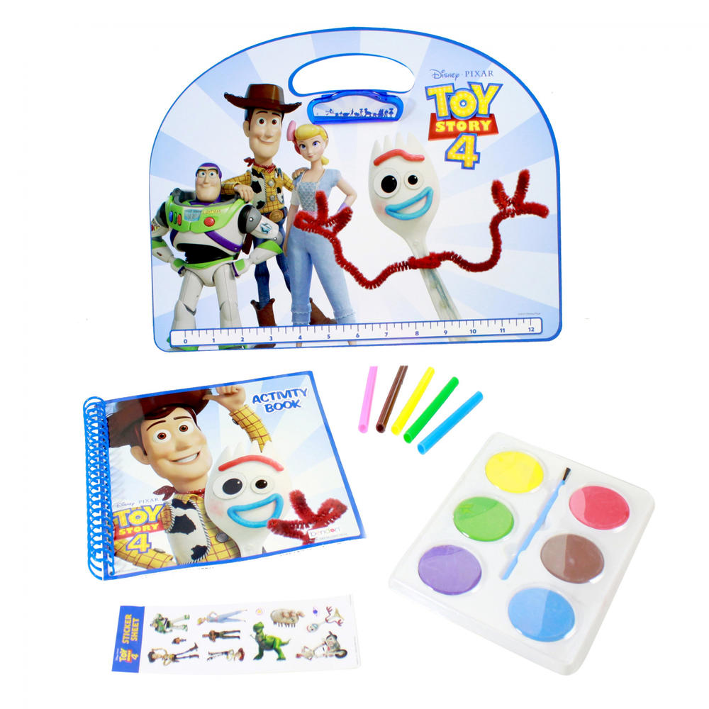 Disney Pixar Toy Story 4 Lapdesk Watercolor Paint Coloring Stickers Markers Activity Book Set Woody Buzz Creativity Center 27 Pieces