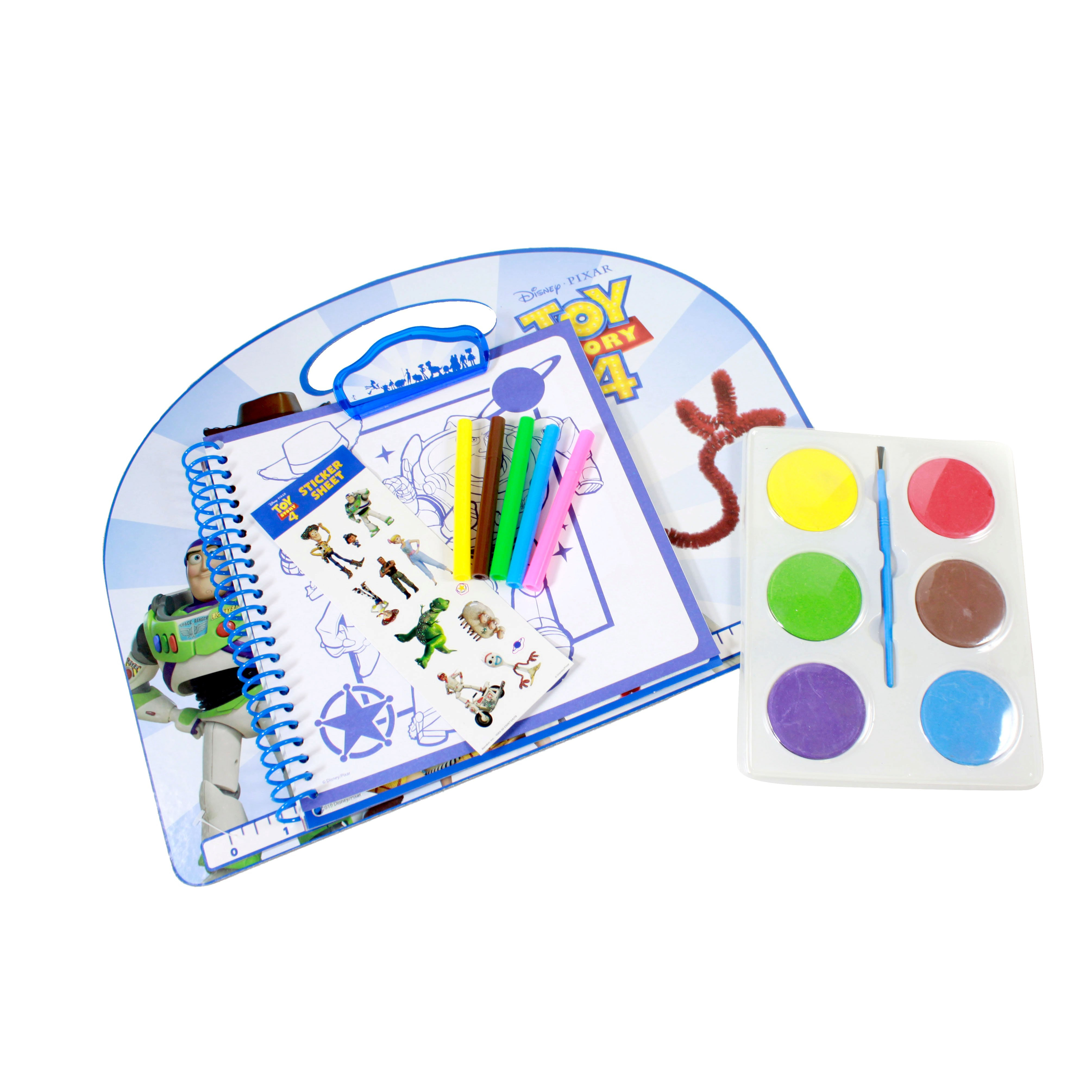 Disney Pixar Toy Story 4 Lapdesk Watercolor Paint Coloring Stickers Markers Activity Book Set Woody Buzz Creativity Center 27 Pieces