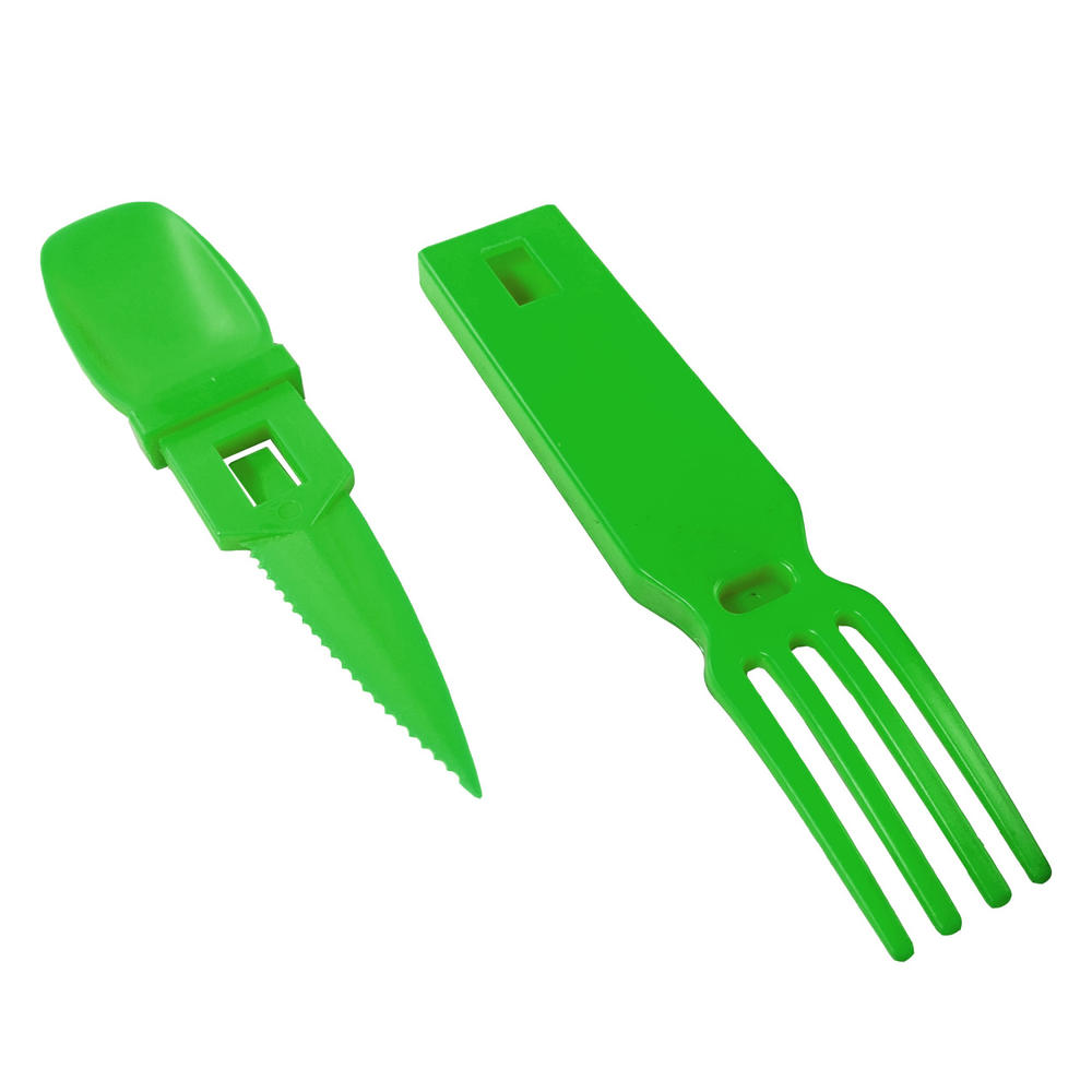 ASR Outdoor Snapatite 3 in 1 Utensil Lightweight Pocket Travel Cutlery Green
