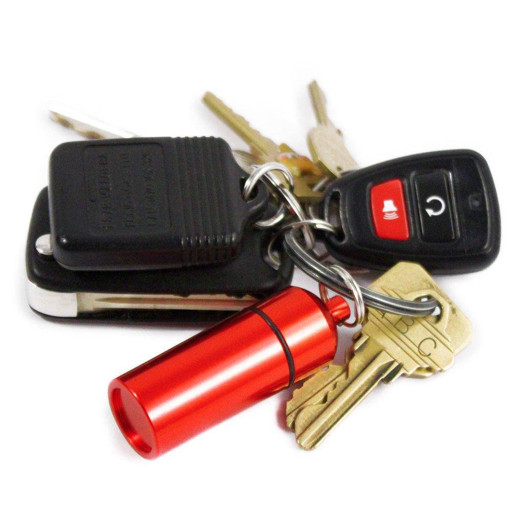 ASR Outdoor Micro Key Chain Waterproof Compartment Portable Storage Container - Red