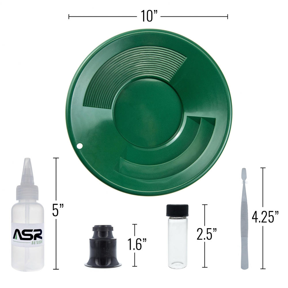 ASR Outdoor Gold Prospecting Gold Rush Kit Classifiers Vials Sifting Pans - 5pc