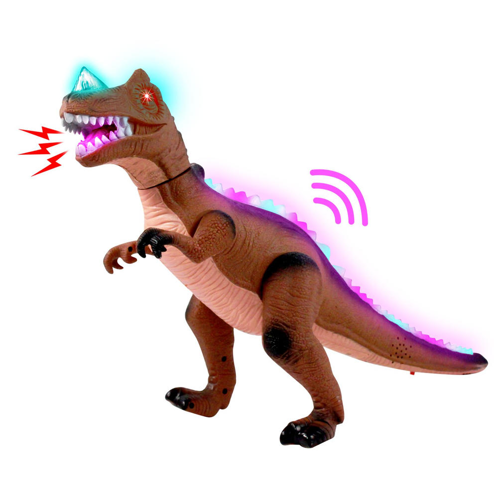 KidFun Products Light Up Dancing Dino RC T-Rex Dinosaur Predator With Radio Control - Brown