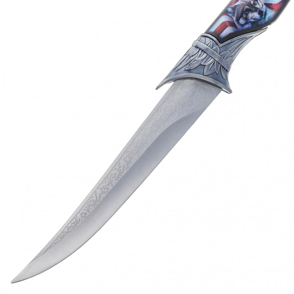 ASR Outdoor American Flag Fixed Blade Hunting Knife Patriotic Gift Wolf Howling Design