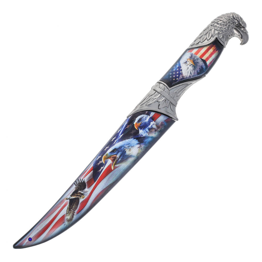 ASR Outdoor American Flag Fixed Blade Hunting Knife Patriotic Gift Bald Eagle