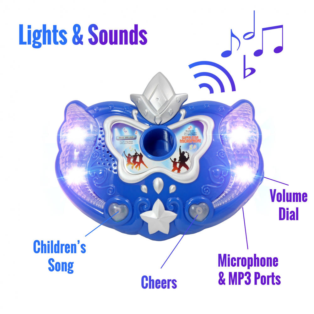 KidFun Products Music Singing Machine Interactive Rainbow Flashing Lights and Sound - Blue