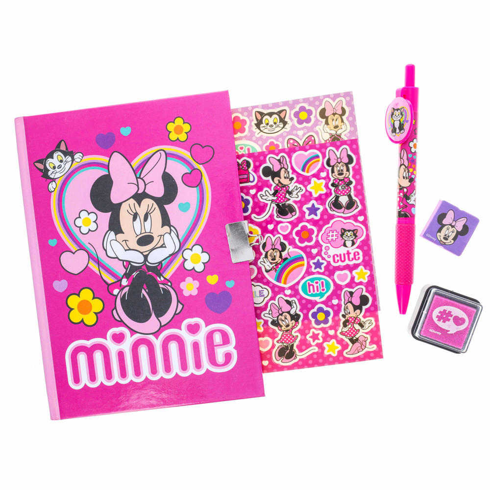 Disney Minnie Mouse 8pc Diary with Lock Stationery Set Girls Ages 3 and Up