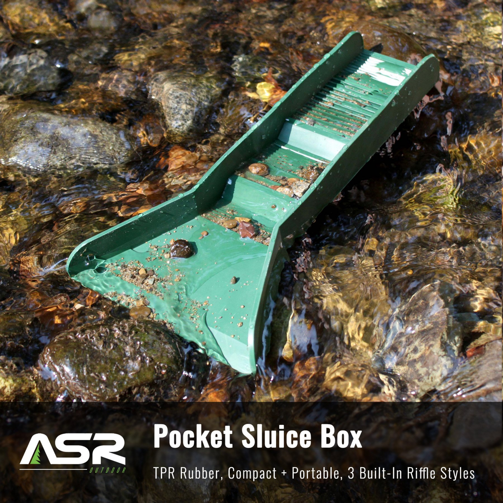ASR Outdoor Pocket-sized Mini Gold Sluice Box Portable Gold Panning Tool