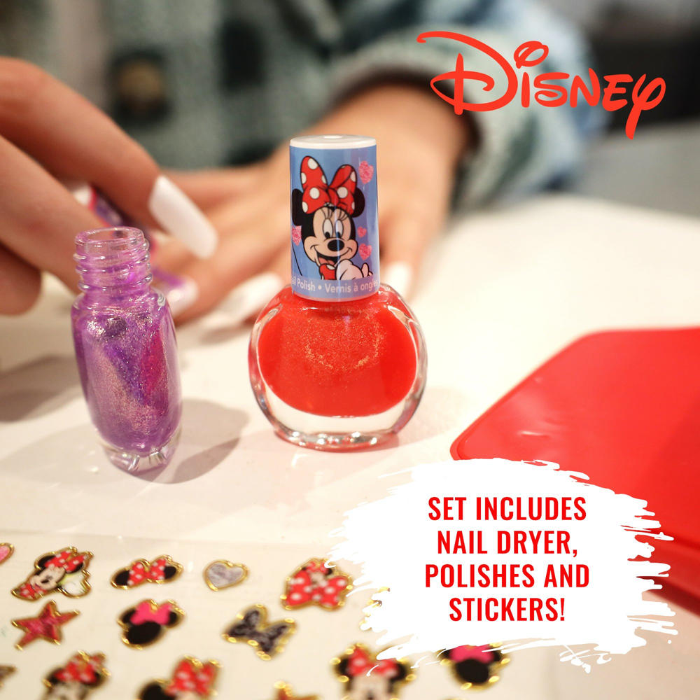 Disney Minnie Mouse 4pc Nail Art Set Nail Dryer Stickers Polish Girls Ages 3 and Up