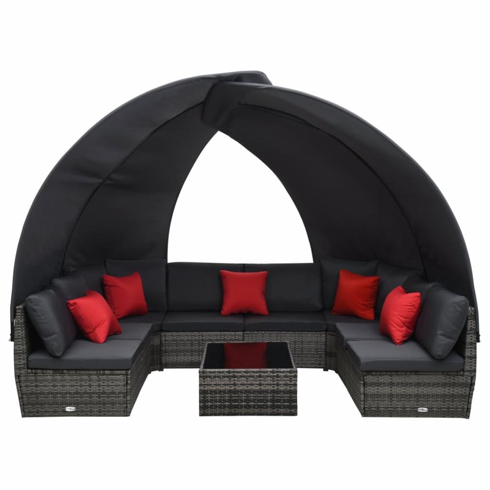 vidaXL 9 Piece Garden Lounge Set with Canopy Poly Rattan Anthracite Anthracite