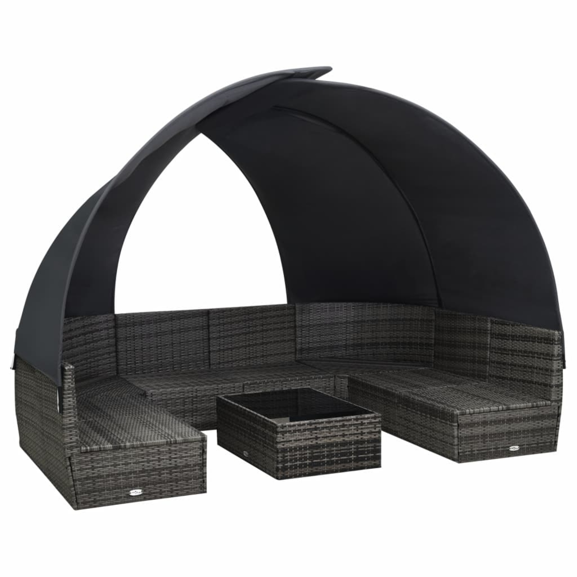 vidaXL 9 Piece Garden Lounge Set with Canopy Poly Rattan Anthracite Anthracite