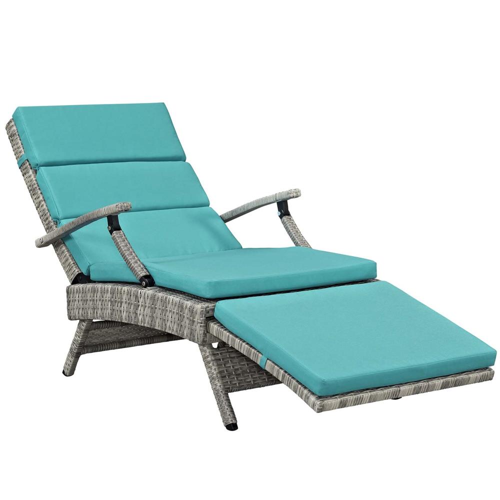 Ergode Envisage Chaise Outdoor Patio Wicker Rattan Lounge Chair - Light Gray Turquoise