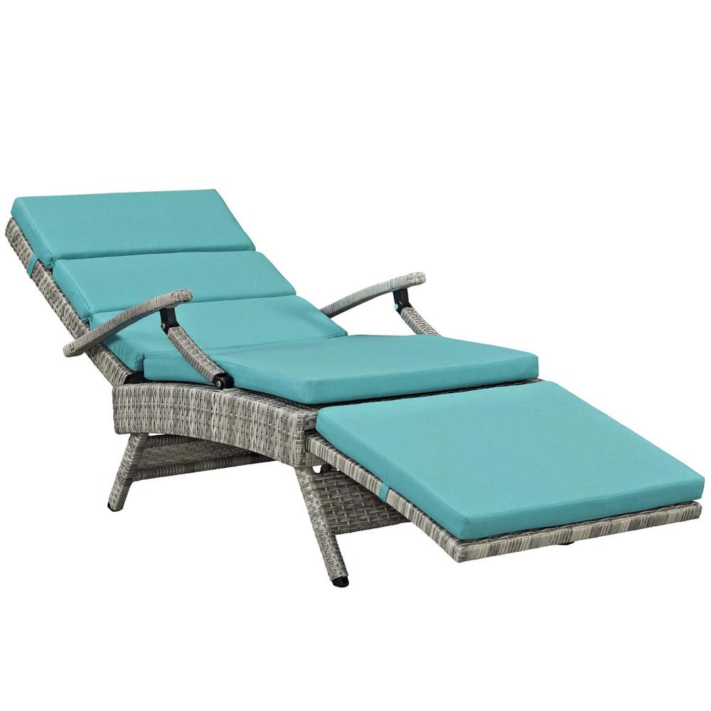 Ergode Envisage Chaise Outdoor Patio Wicker Rattan Lounge Chair - Light Gray Turquoise