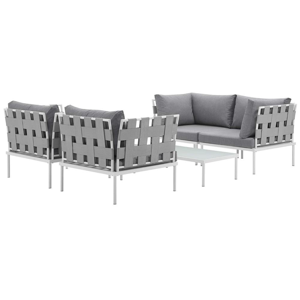 Ergode Harmony 5  Piece Outdoor Patio Aluminum Sectional Sofa Set - White Gray