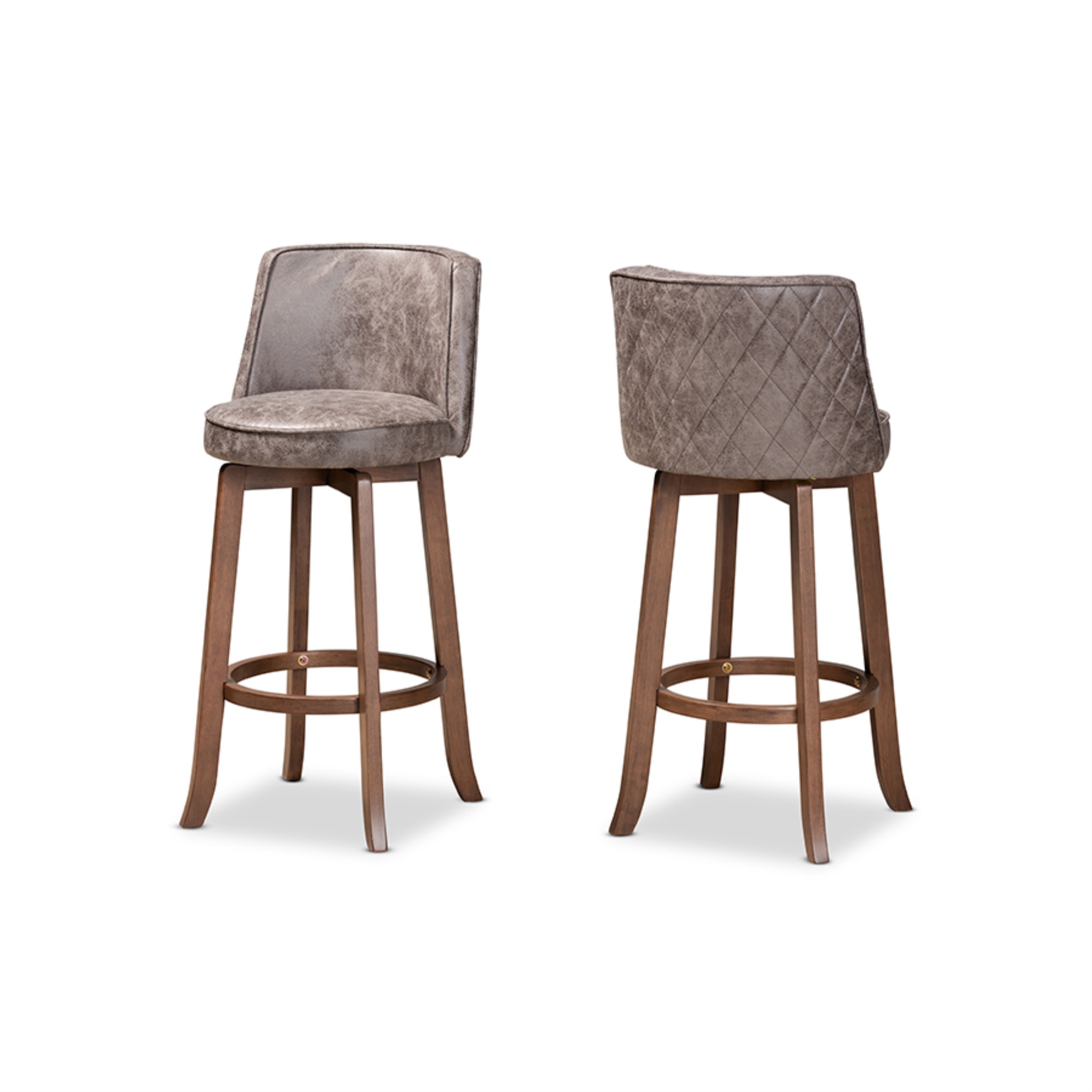 Baxton Studio Adams Modern Transitional Distressed Grey Fabric Upholstered And Walnut Brown Finished Wood 2 Piece Bar Stool Set Baxton Studio Adams Modern Transitional Distressed Grey Fabric Upholstered And Walnut Brown Finished Wood 2 Piece Bar Stool Set