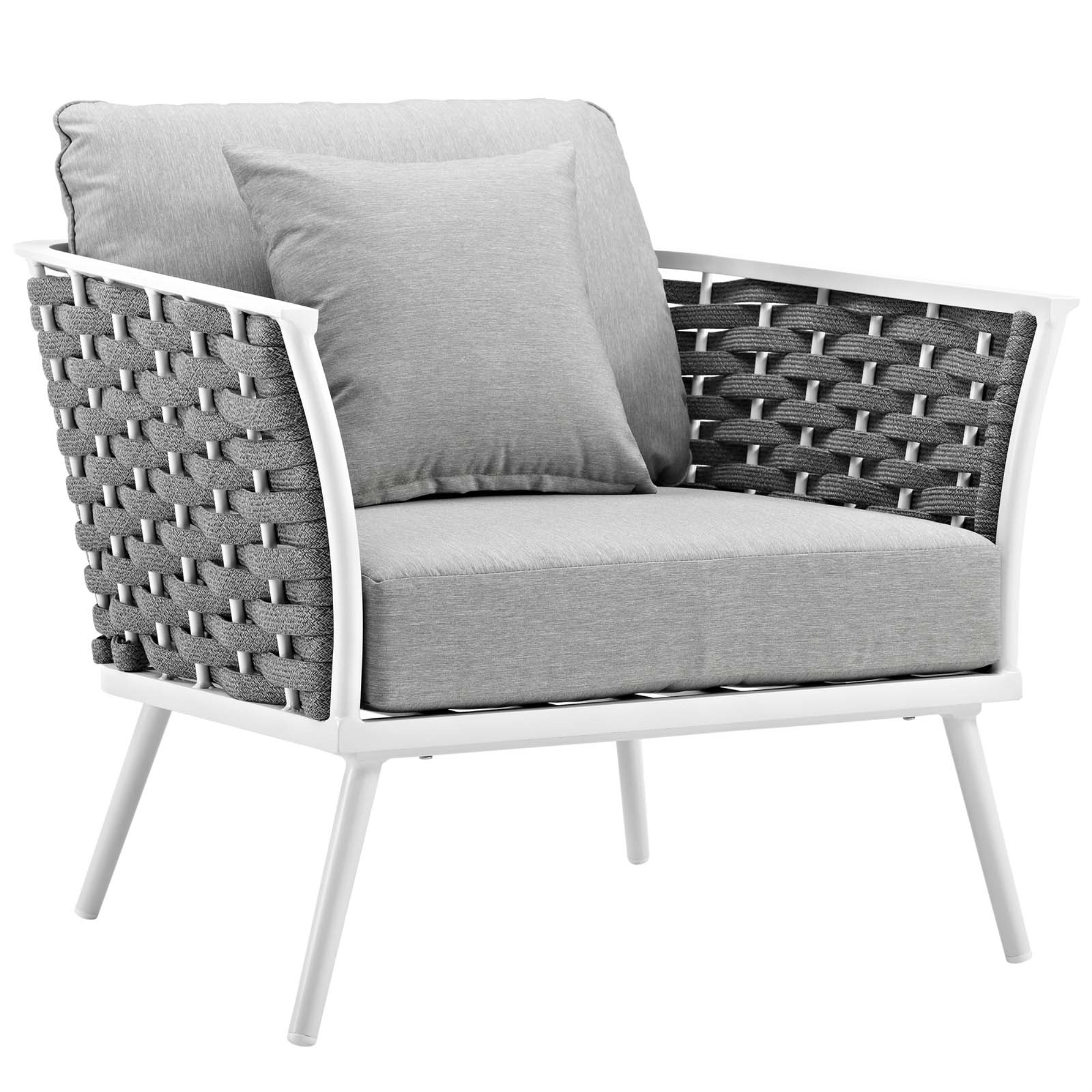 Ergode Stance 2 Piece Outdoor Patio Aluminum Sectional Sofa Set - White Gray