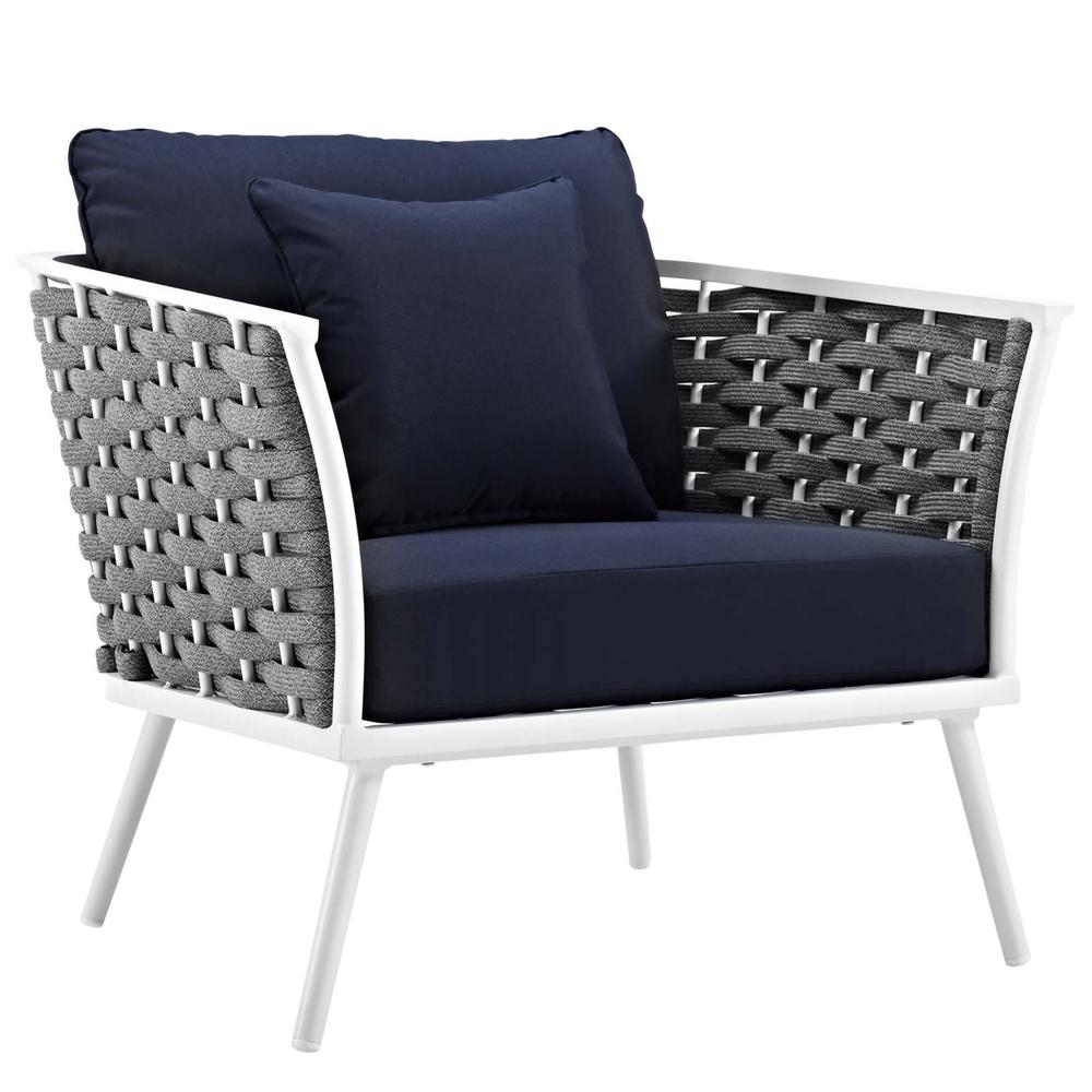 Ergode Stance 3 Piece Outdoor Patio Aluminum Sectional Sofa Set - White Navy