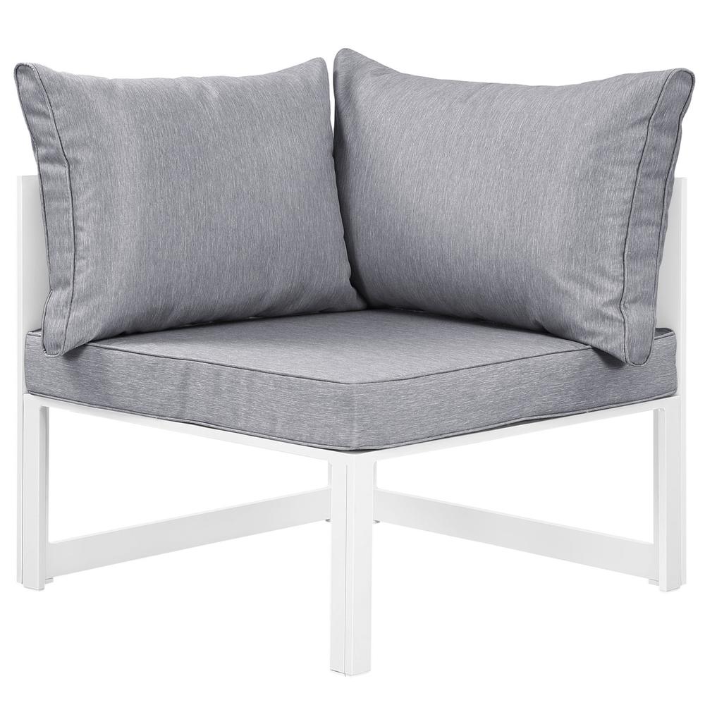 Ergode Fortuna 7 Piece Outdoor Patio Sectional Sofa Set - White Gray