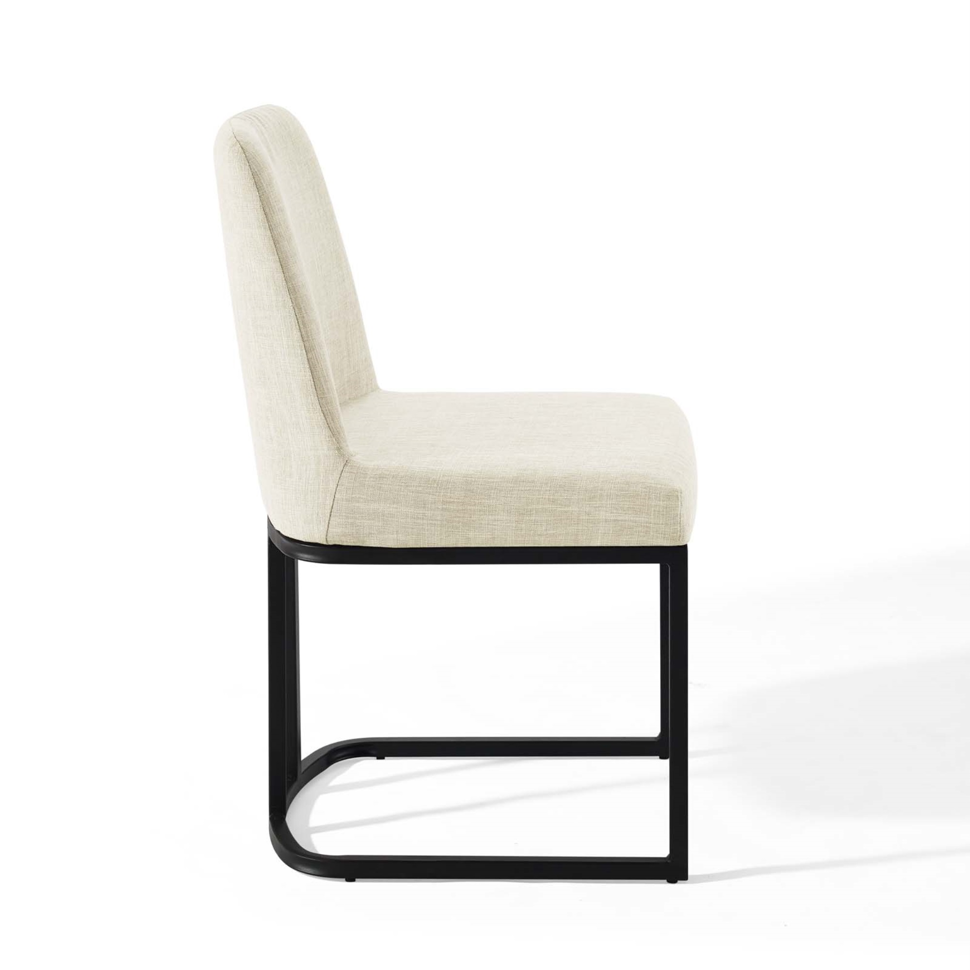 Ergode Amplify Sled Base Upholstered Fabric Dining Side Chair - Black Beige