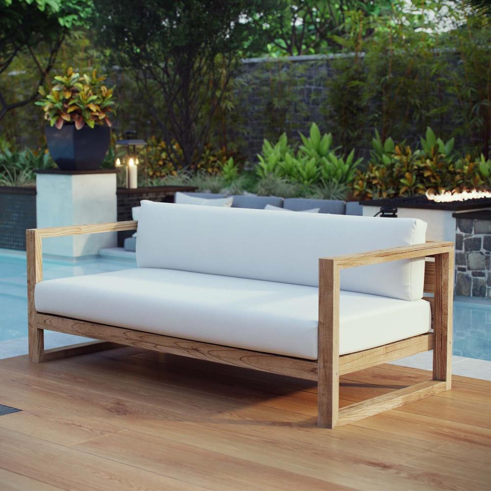 Ergode Upland Outdoor Patio Teak Sofa - Natural White