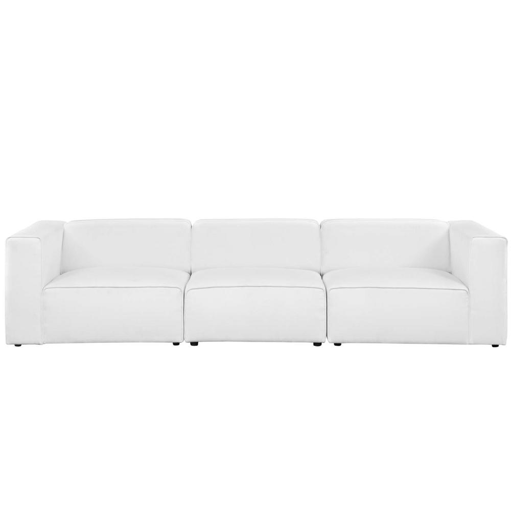 Ergode Mingle 3 Piece Upholstered Fabric Sectional Sofa Set - White