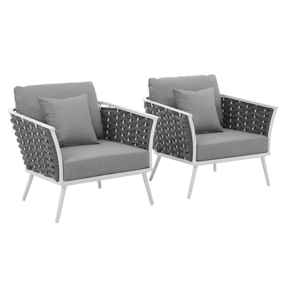 Ergode Stance Armchair Outdoor Patio Aluminum Set of 2 - White Gray