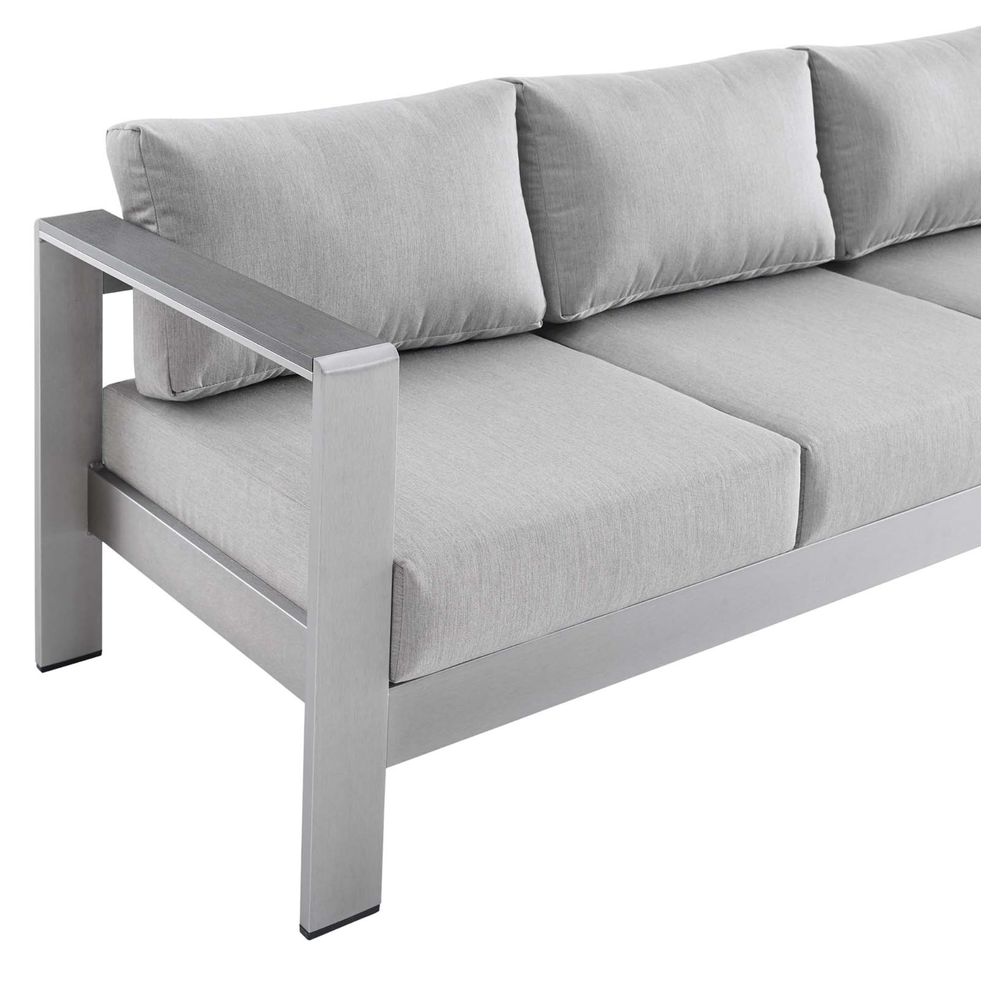 Ergode Shore Sunbrella Fabric Aluminum Outdoor Patio Sofa - Silver Gray