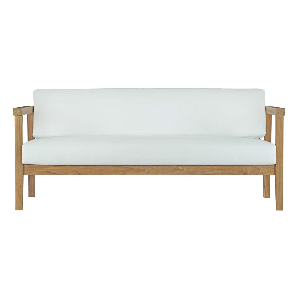 Ergode Bayport Outdoor Patio Teak Sofa - Natural White