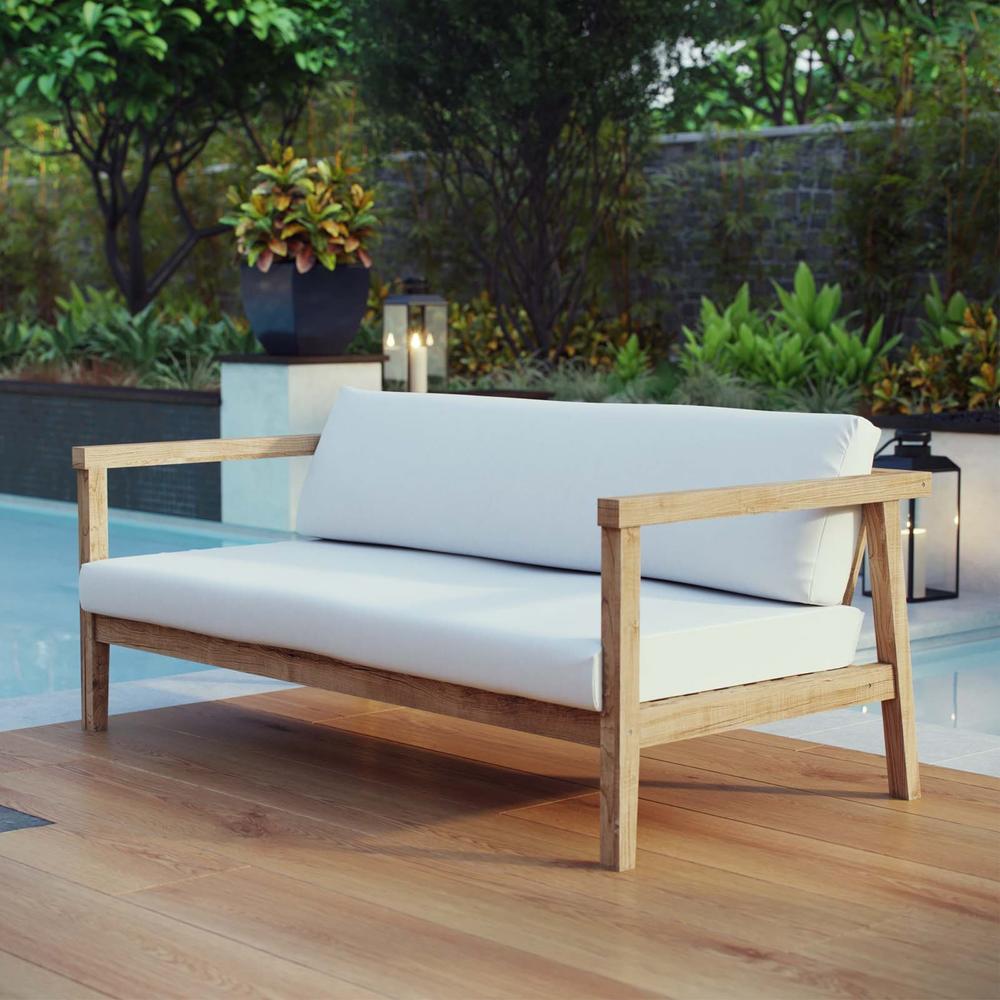 Ergode Bayport Outdoor Patio Teak Sofa - Natural White
