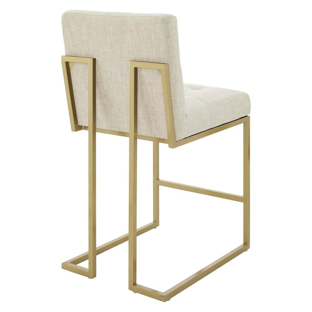 Ergode Privy Gold Stainless Steel Upholstered Fabric Counter Stool - Gold Beige