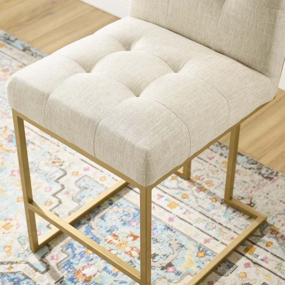 Ergode Privy Gold Stainless Steel Upholstered Fabric Counter Stool - Gold Beige