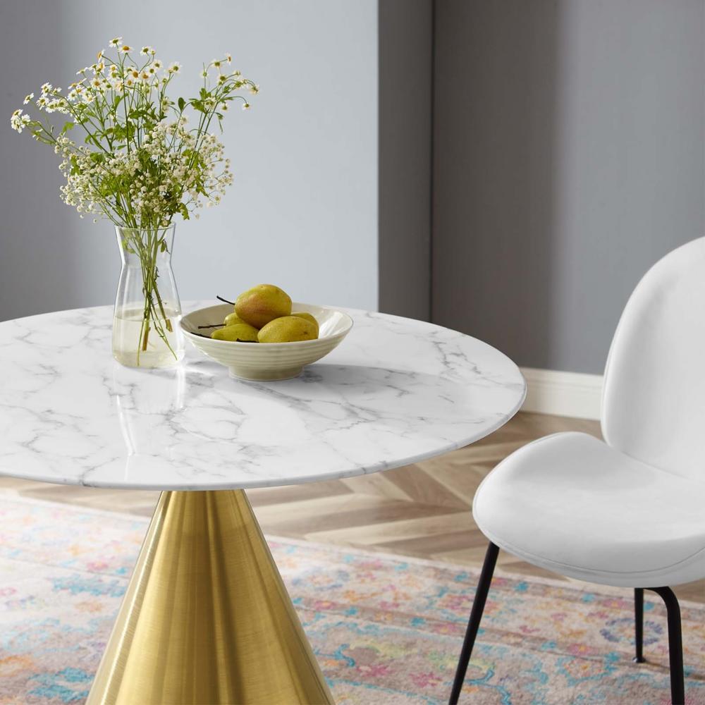 Ergode Tupelo 36" Artificial Marble Dining Table - Gold White