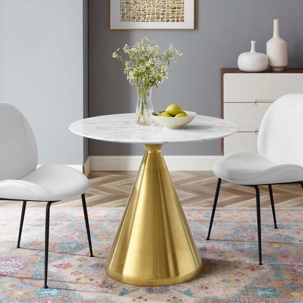 Ergode Tupelo 36" Artificial Marble Dining Table - Gold White