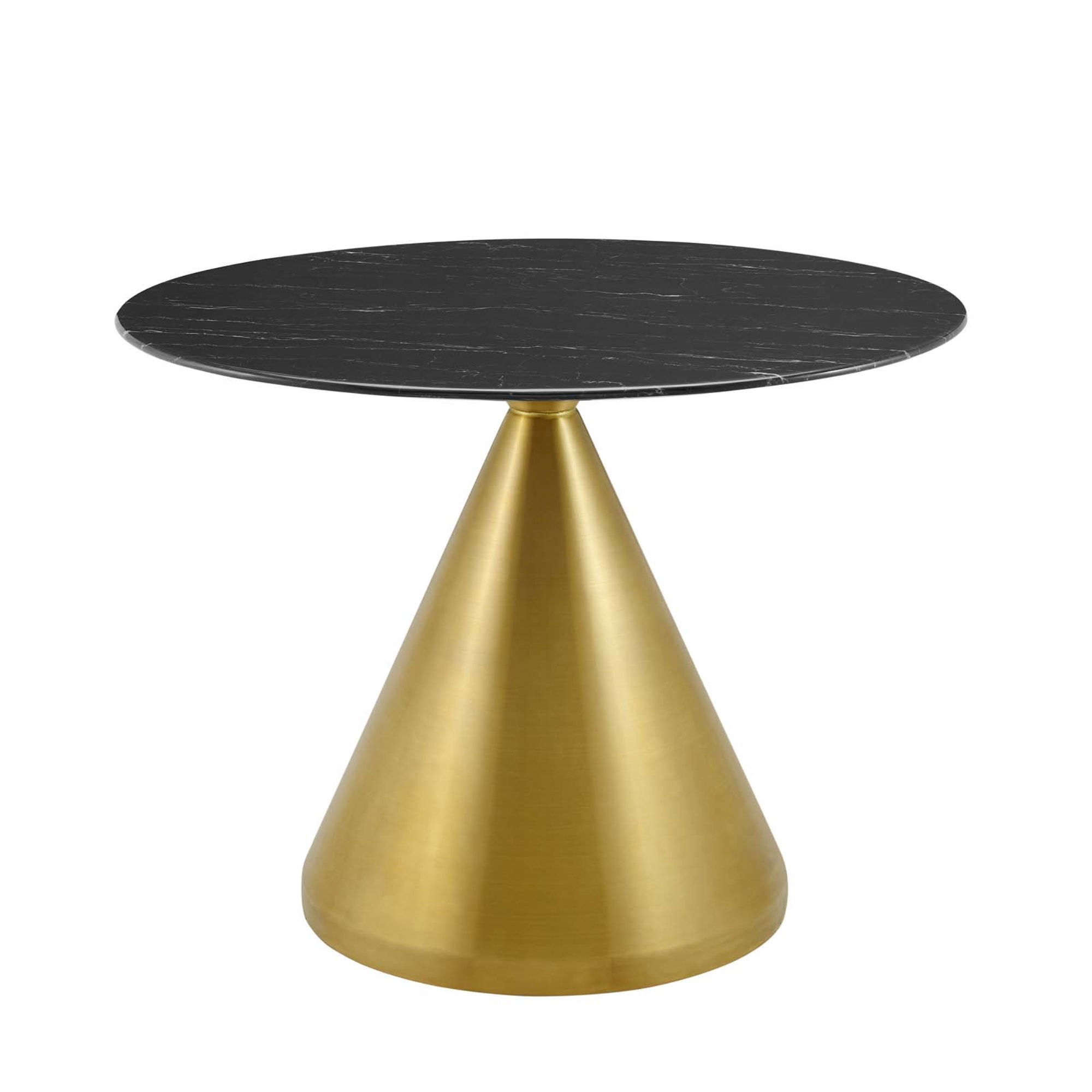 Ergode Tupelo 40" Dining Table - Modern Style, Mid-Century Charm, Polished Gold Metal Base, Easy to Clean Artificial Marble Top