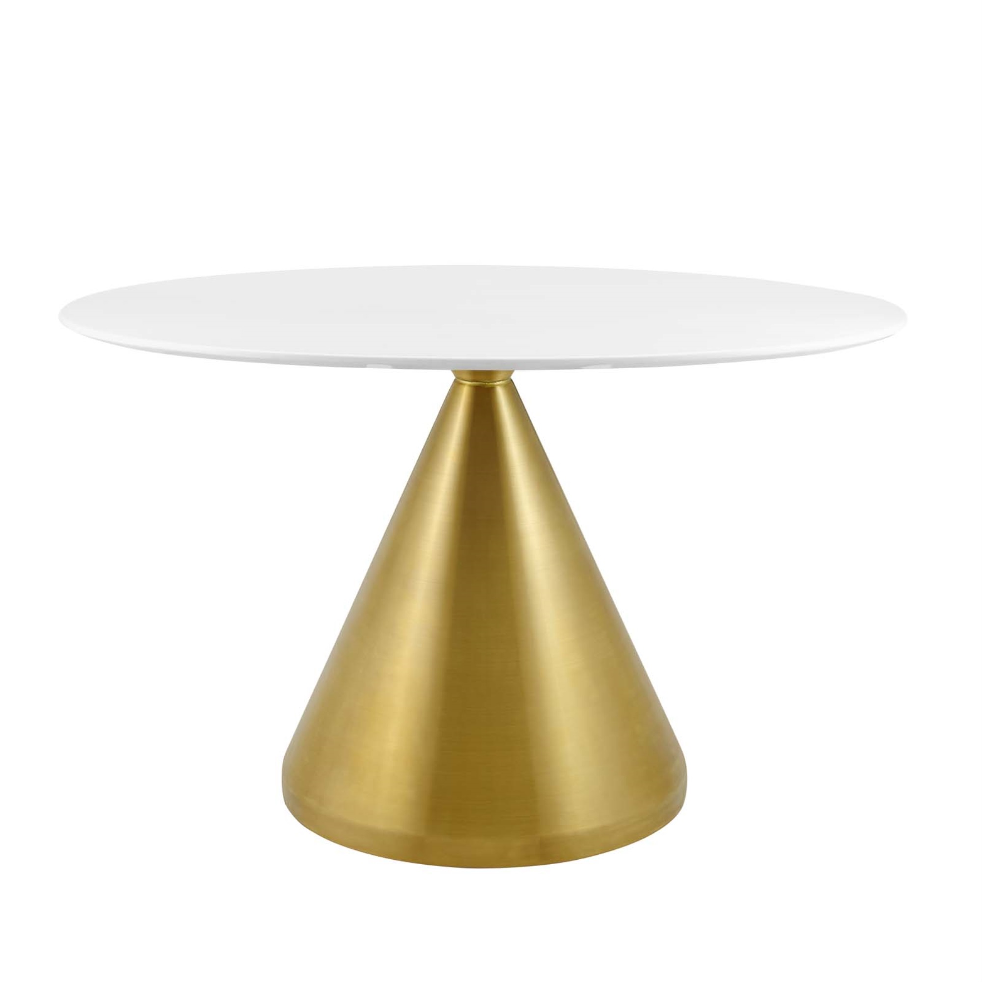 Ergode Tupelo 48" Dining Table - Modern Style, Mid-Century Charm, Polished Gold Metal Base, Easy to Clean, Non-Marking Ring, As