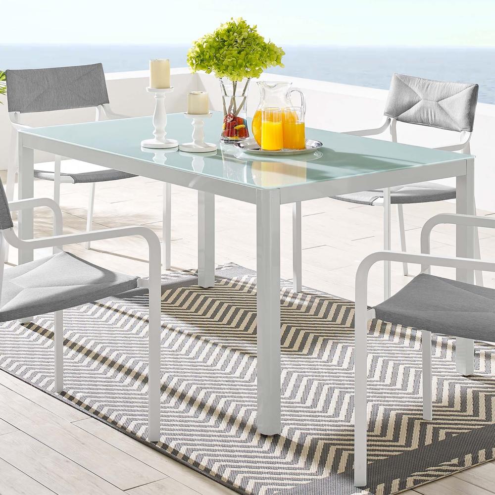 Ergode Raleigh 59" Outdoor Patio Aluminum Dining Table - White