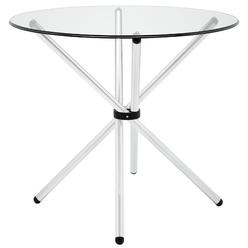 Ergode Contemporary Baton Dining Table - Sleek Tempered Glass Top, Unique Baton Base - Chrome Plated Tubular Base - Scratch-Res