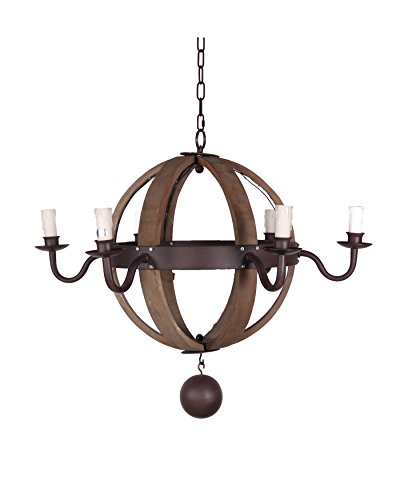 Slice of Akron Wood and metal sphere chandelier