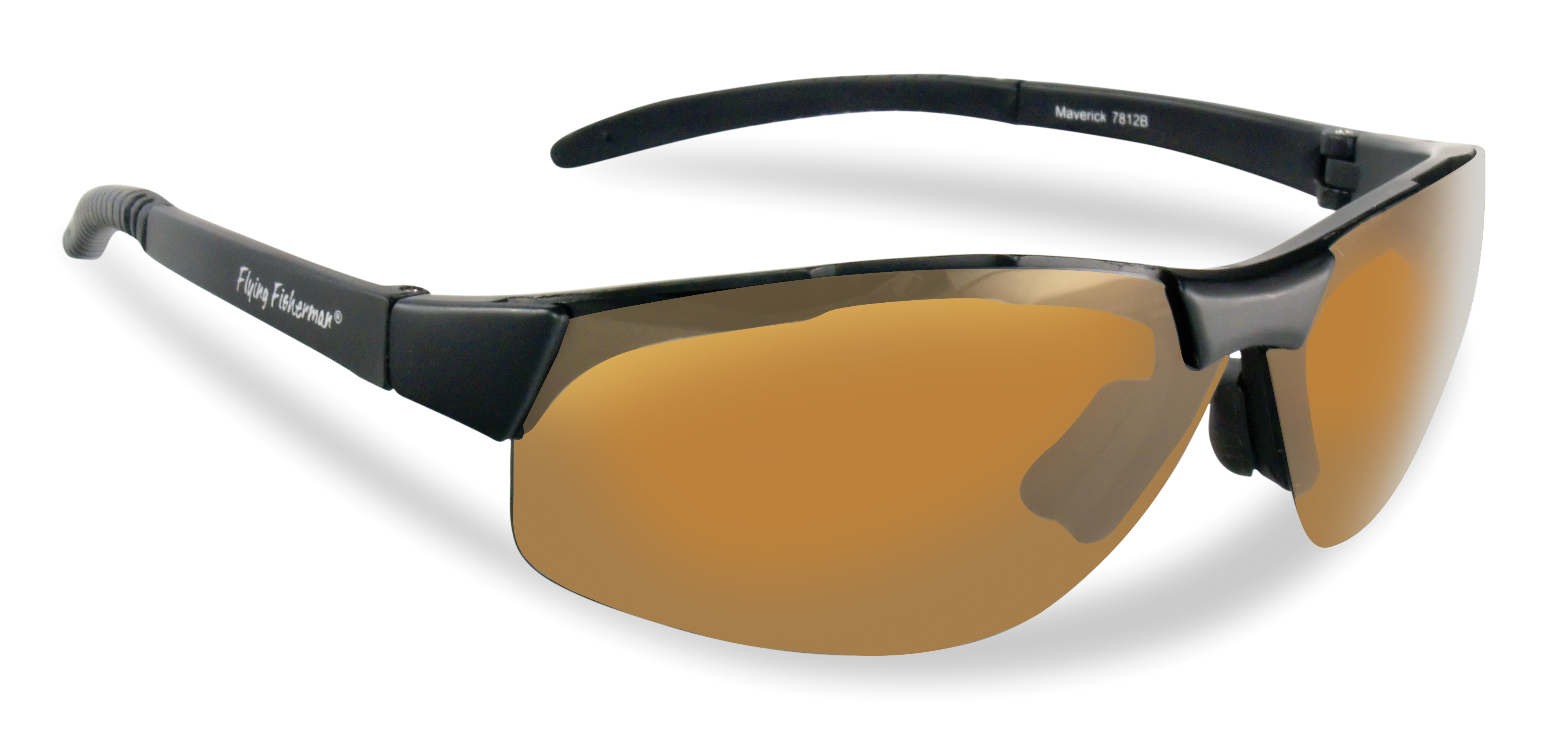 Flying Fisherman Maverick Polarized Sunglasses, Black Frame, Amber Lens