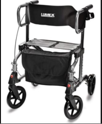 GF Health Products Lumex Hybrid LX Rollator Transport Chair, Titanium