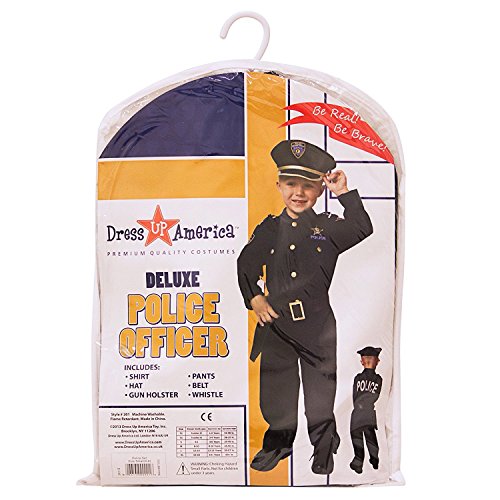 Dress Up America Deluxe Police Dress Up Costume Set - Includes Shirt, Pants, Hat, Belt, Whistle, Gun Holster and Walkie Talkie