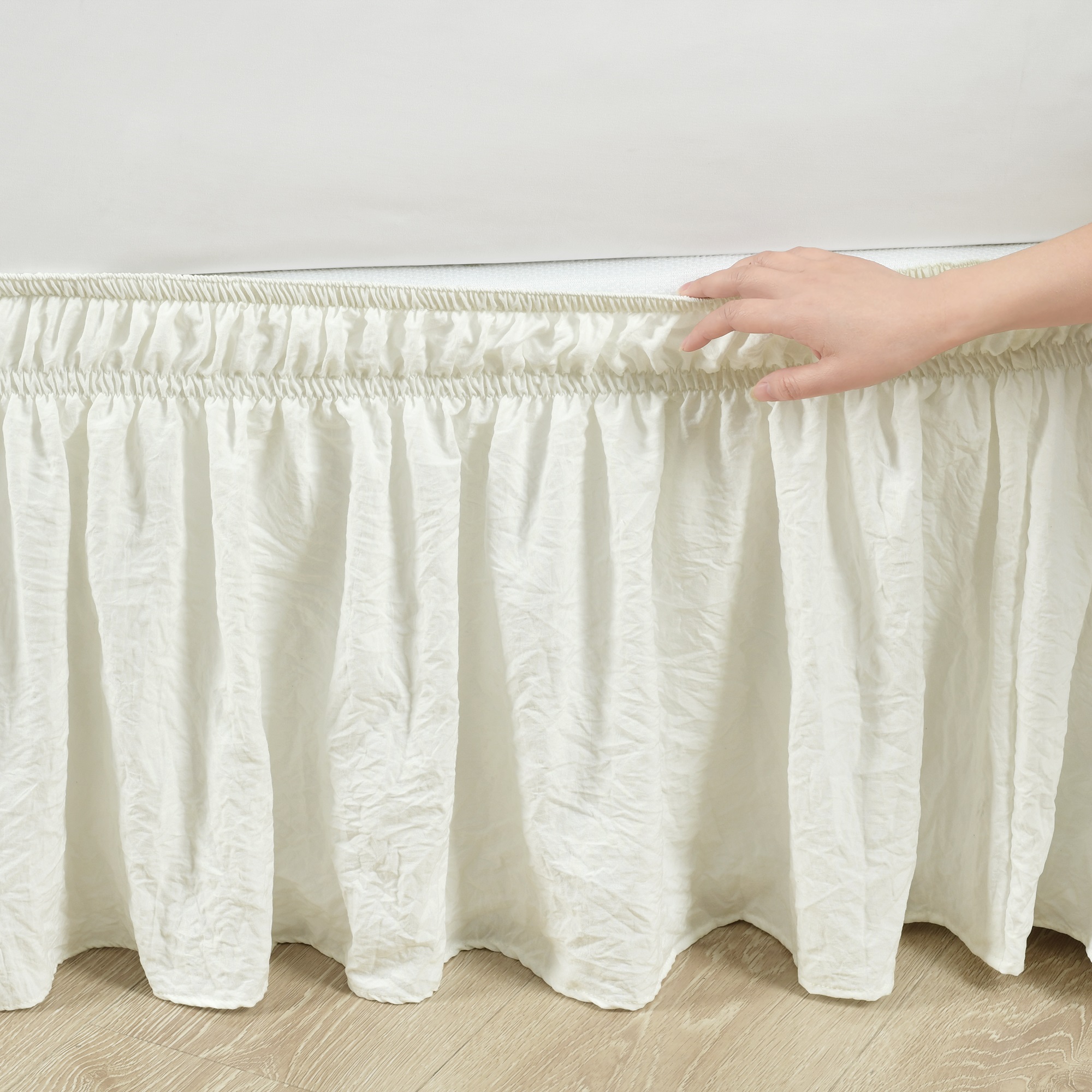 Lush Decor Ruched Ruffle Elastic Easy Wrap Around Bedskirt Ivory Single Queen King Cal Lush Decor Ruched Ruffle Elastic Easy, Ivory Cal King Bed Skirt