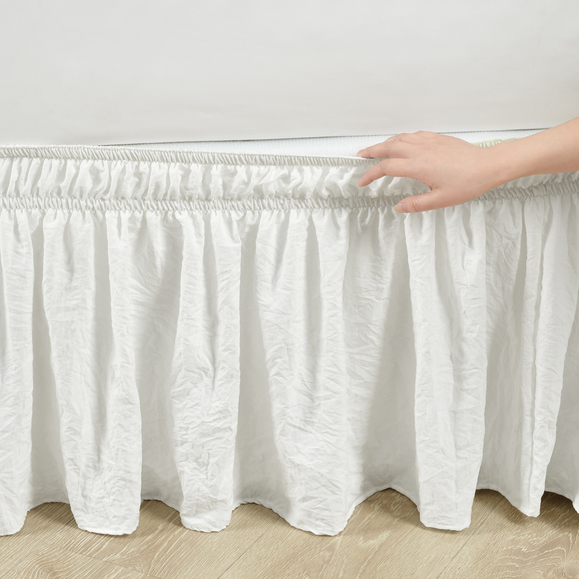 Lush Decor Ruched Ruffle Elastic Easy Wrap Around Bedskirt White Single Queen King Cal Lush Decor Ruched Ruffle Elastic Easy, Cal King White Bed Skirt