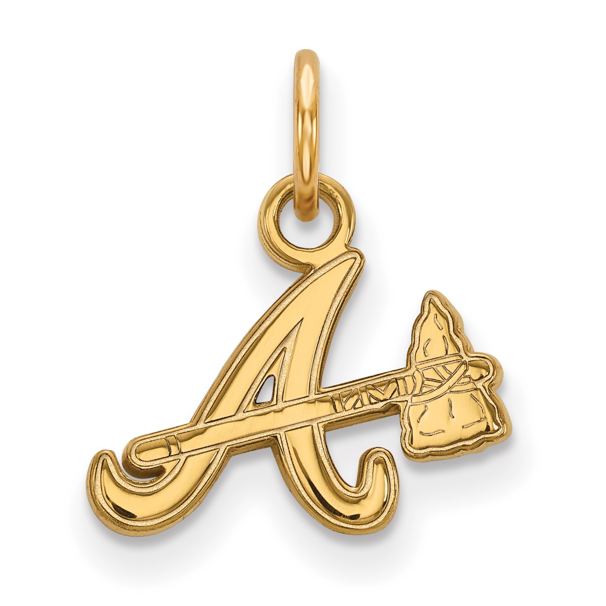 LogoArt LLC Sterling Silver Gold-plated MLB LogoArt Atlanta Braves Extra Small Pendant
