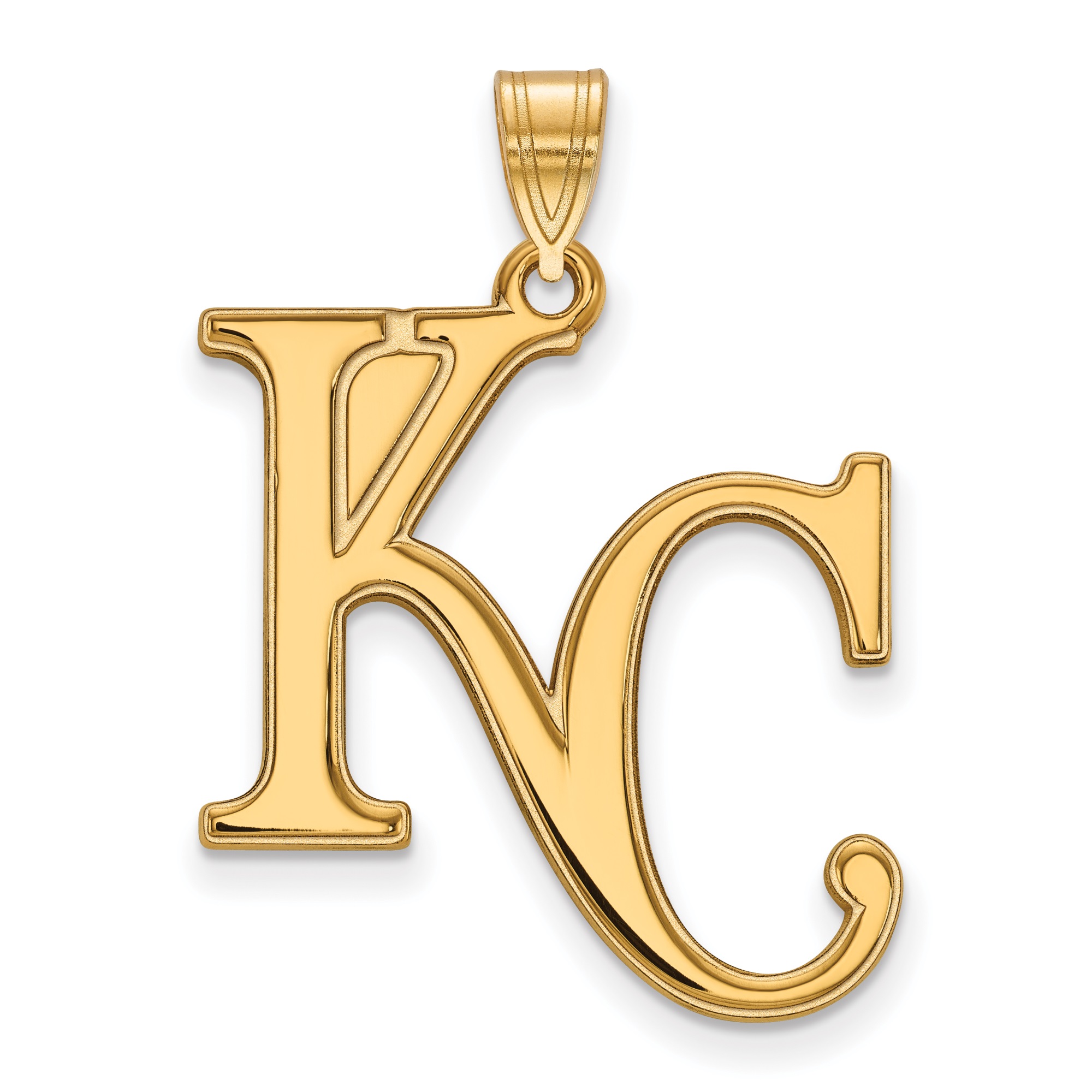 LogoArt LLC 14k Gold MLB LogoArt Kansas City Royals K and C Extra Large Pendant
