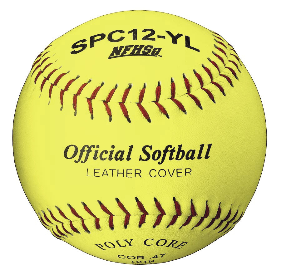 Martin Sports 12" NFHS APPROVED POLY CORE OPTIC YELLOW LEATHER COVER SOFTBALL
