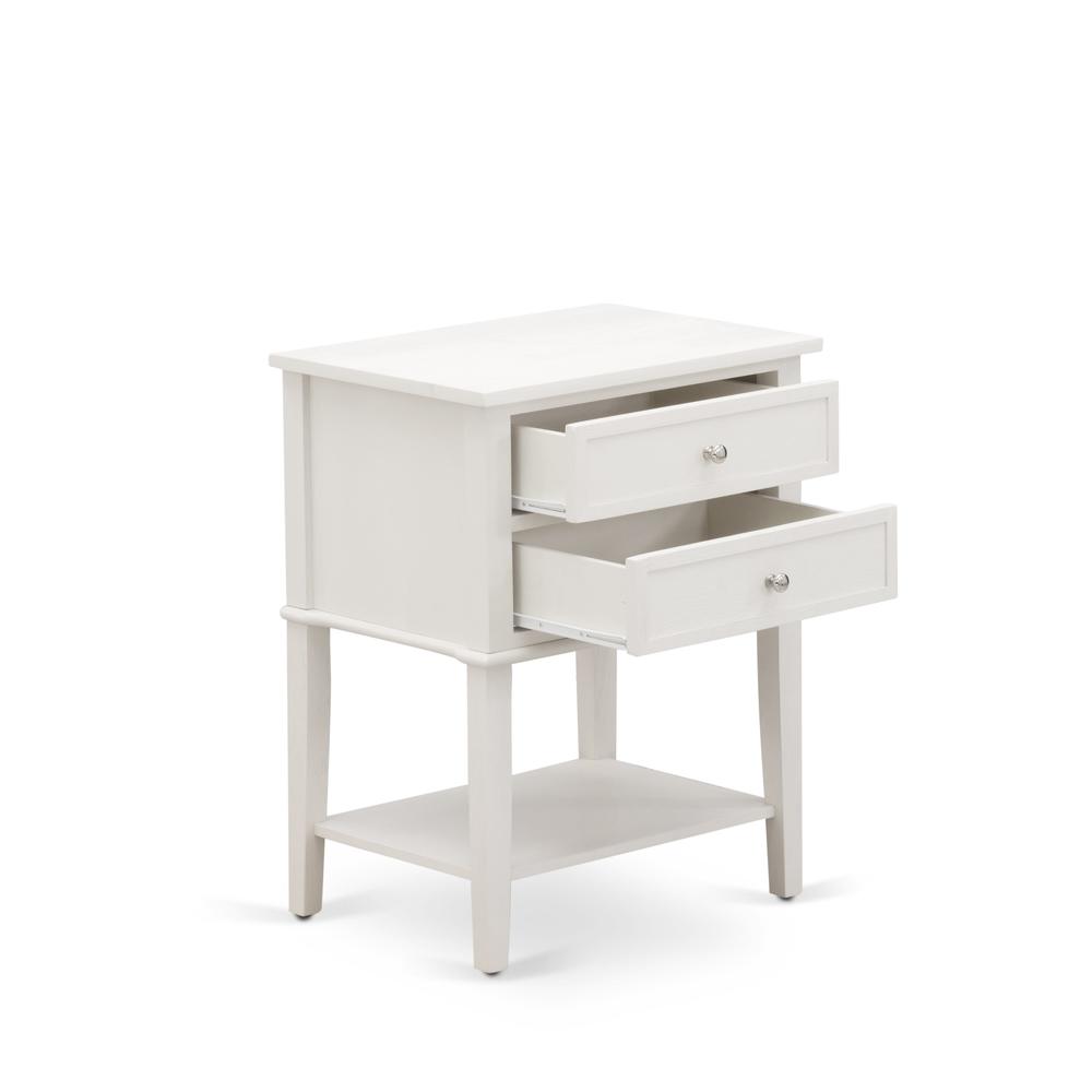 East West Furniture VL-0C-ET Small Night Stand with 2 Wooden Drawers, Stable and Sturdy Constructed - Wire brushed Butter Crea