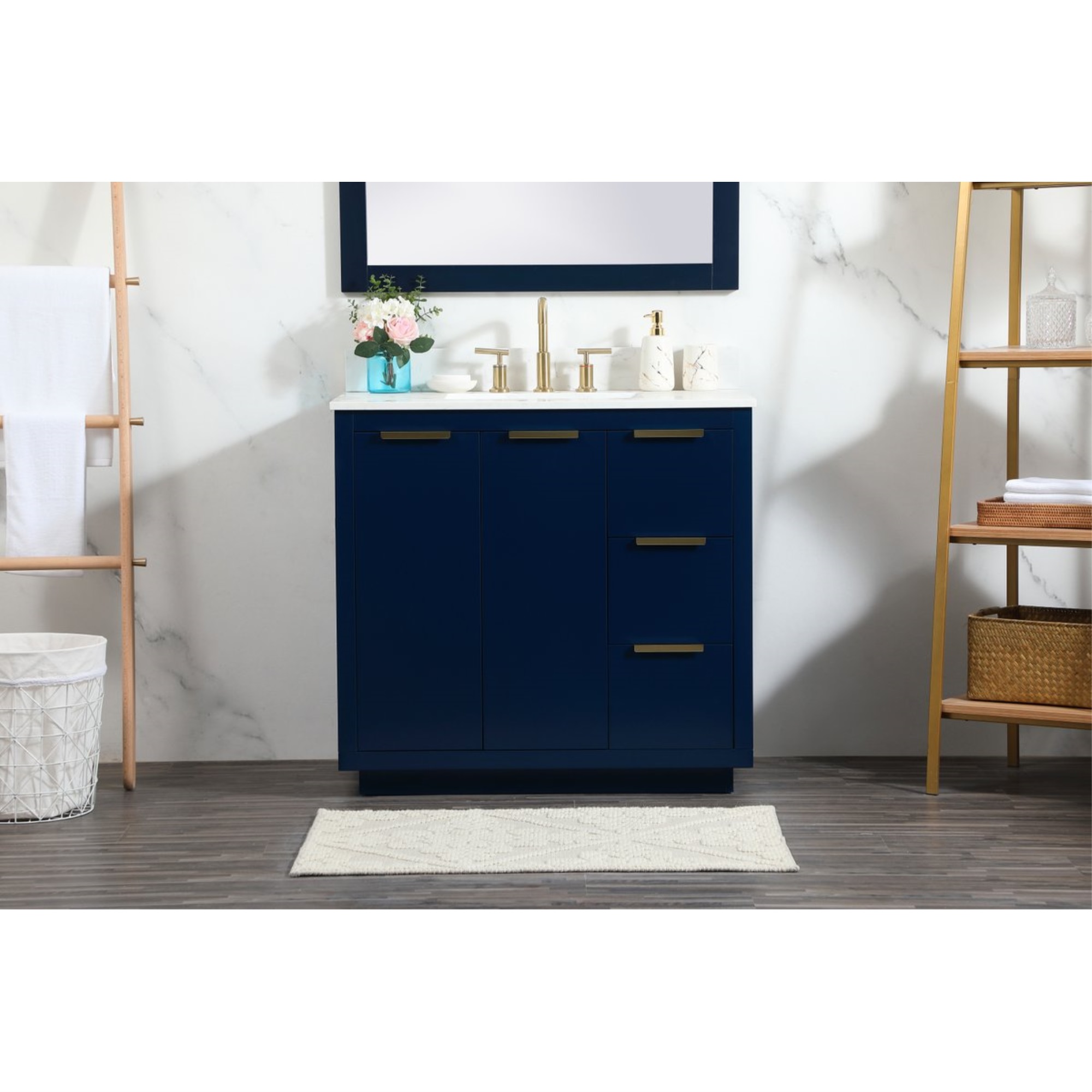 Elegant Decor 36 Inch Single Bathroom Vanity In Blue With Backsplash Elegant Decor 36 Inch Single Bathroom, Elegant Furniture Bathroom Vanity