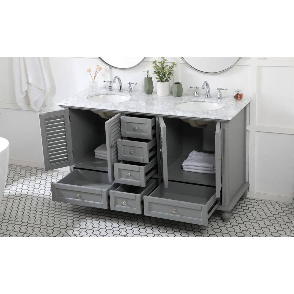 Elegant Decor 60 inch double bathroom vanity in grey