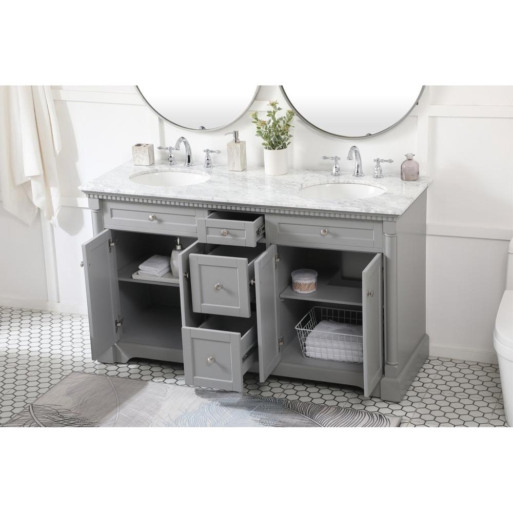 Elegant Decor 60 inch double bathroom vanity in Grey