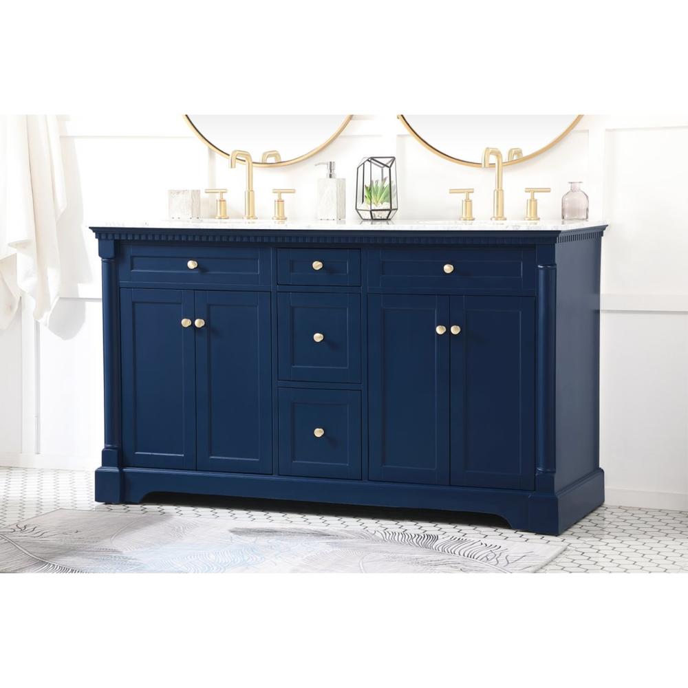 Elegant Decor 60 inch double bathroom vanity in Blue